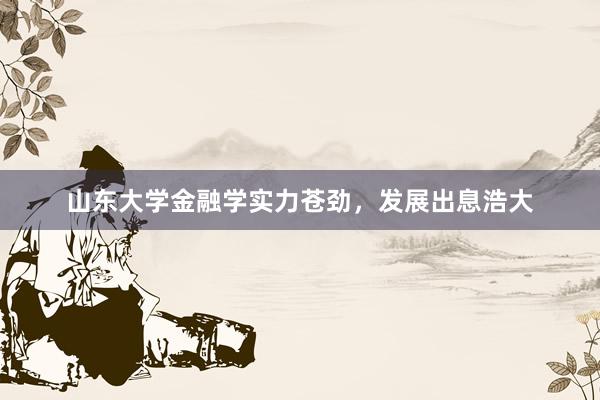 山东大学金融学实力苍劲，发展出息浩大